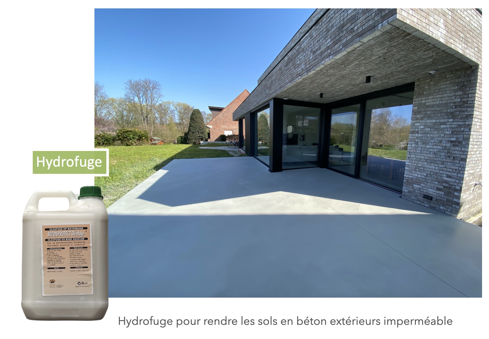 "H" : Hydrofuge om buiten vloer waterafstotend te maken